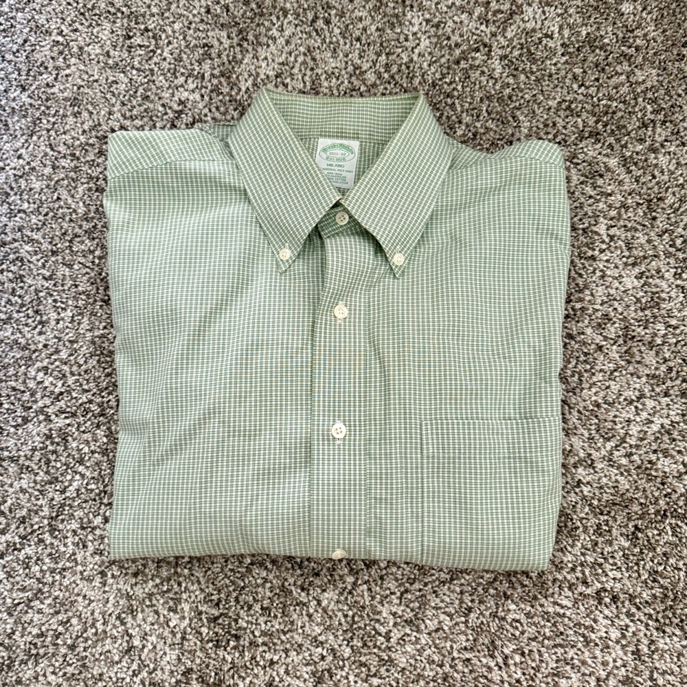 Brooks Brothers Green Plaid Casual Shirt